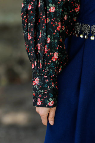 Careless Skjorte Festskjorte - Black floral
