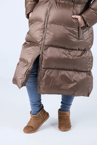 Careless Thea pufferjakke lang - Brun