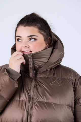 Careless Thea pufferjakke lang - Brun