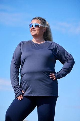 Careless Treningsgenser Active loose fit long sleeve - Blågrå