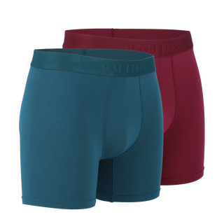 Careless Vegard Boksershorts long 2pk - Blågrønn / Burgunder