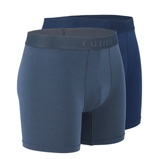 Careless Vegard Boksershorts long 2pk - Mørk blå / Blågrå